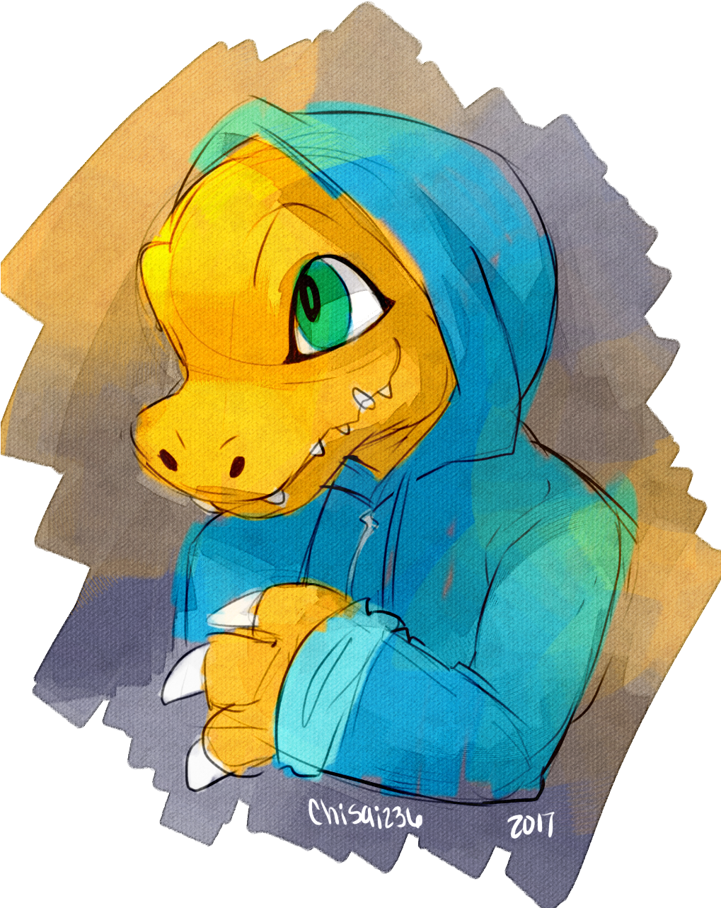 “ Agumon In A Hoodie A Tamersona Doodle For A Friend - Cartoon (1018x1294), Png Download