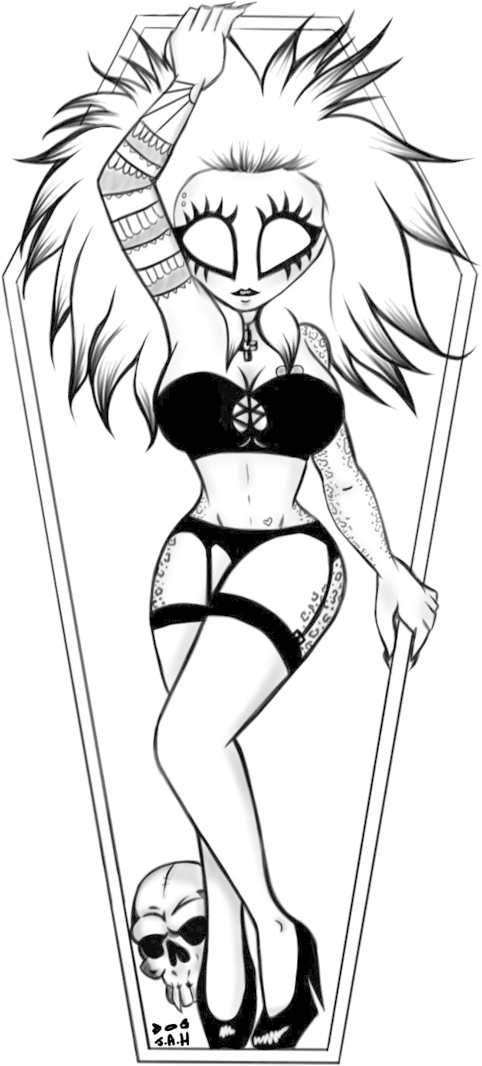 Cartoony Drawing At Getdrawings - Cartoon Pin Up Drawings (746x1072), Png Download