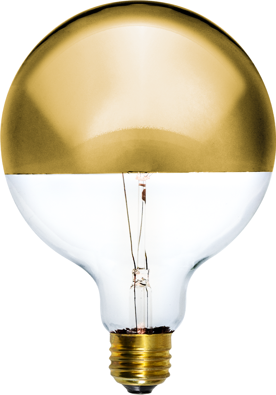 Led Gold Dipped 5" Globe - Incandescent Light Bulb (1202x1508), Png Download
