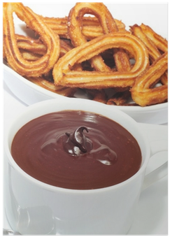 Churros Con Chocolate, A Typical Spanish Sweet Snack - Chocolate With Churros (400x400), Png Download