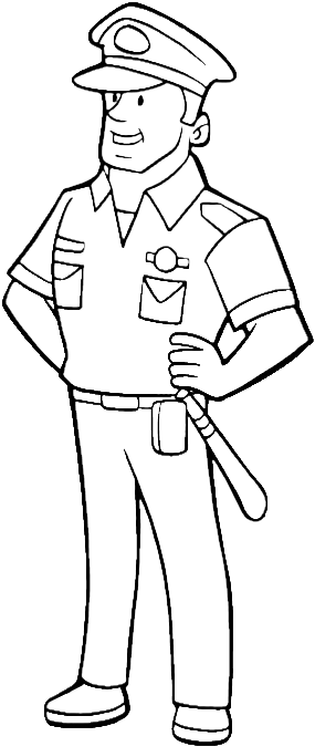 Cop Clipart Classroom Officer - Colouring Picture Of Policeman (600x764), Png Download