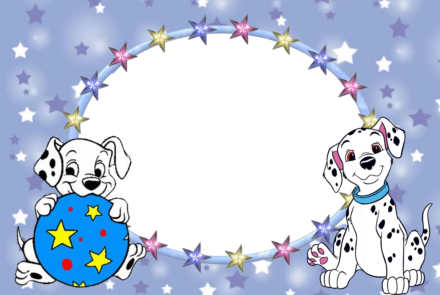 101 Dalmatians Free Printable Photo Frames - Dogs Frame Clipart Png (1295x870), Png Download