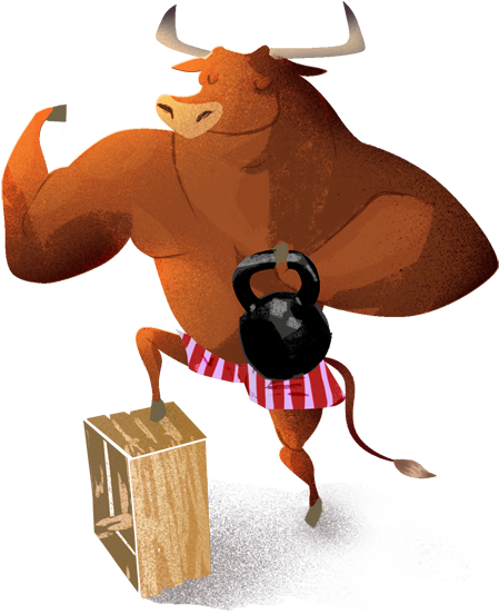 Bull- Character Design Illustration On Behance - Bull Character Design (496x702), Png Download