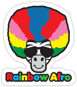 "rainbow Afro" Stickers By Detourshirts - Redbubble (375x360), Png Download