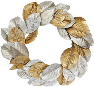 Magnolia Leaf Wreath (378x321), Png Download