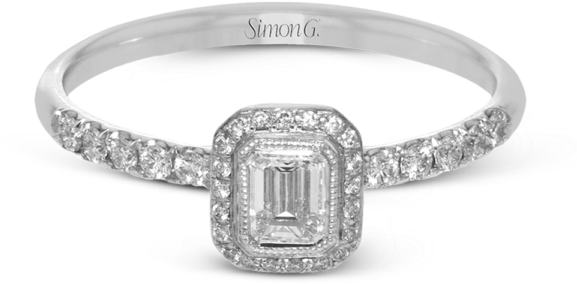 Romantic Petite Emerald Halo Ring (600x600), Png Download