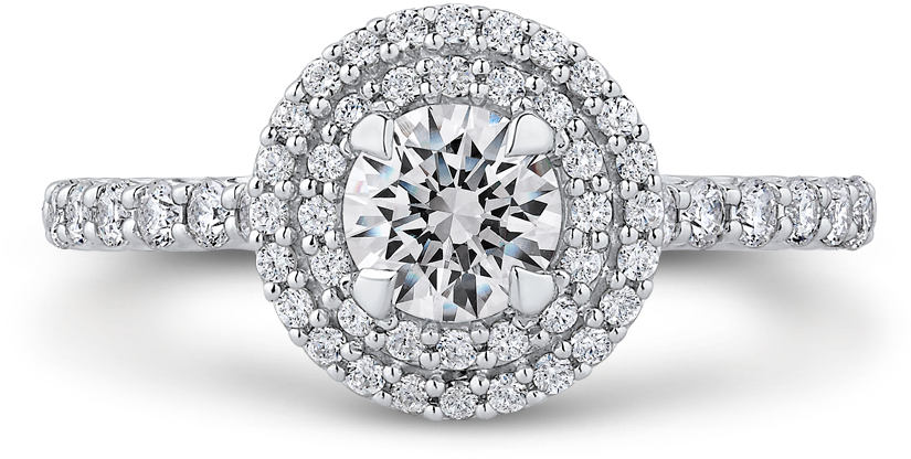Round Double Halo Engagement Ring - New Jewellery Brands 2018 (1000x1000), Png Download