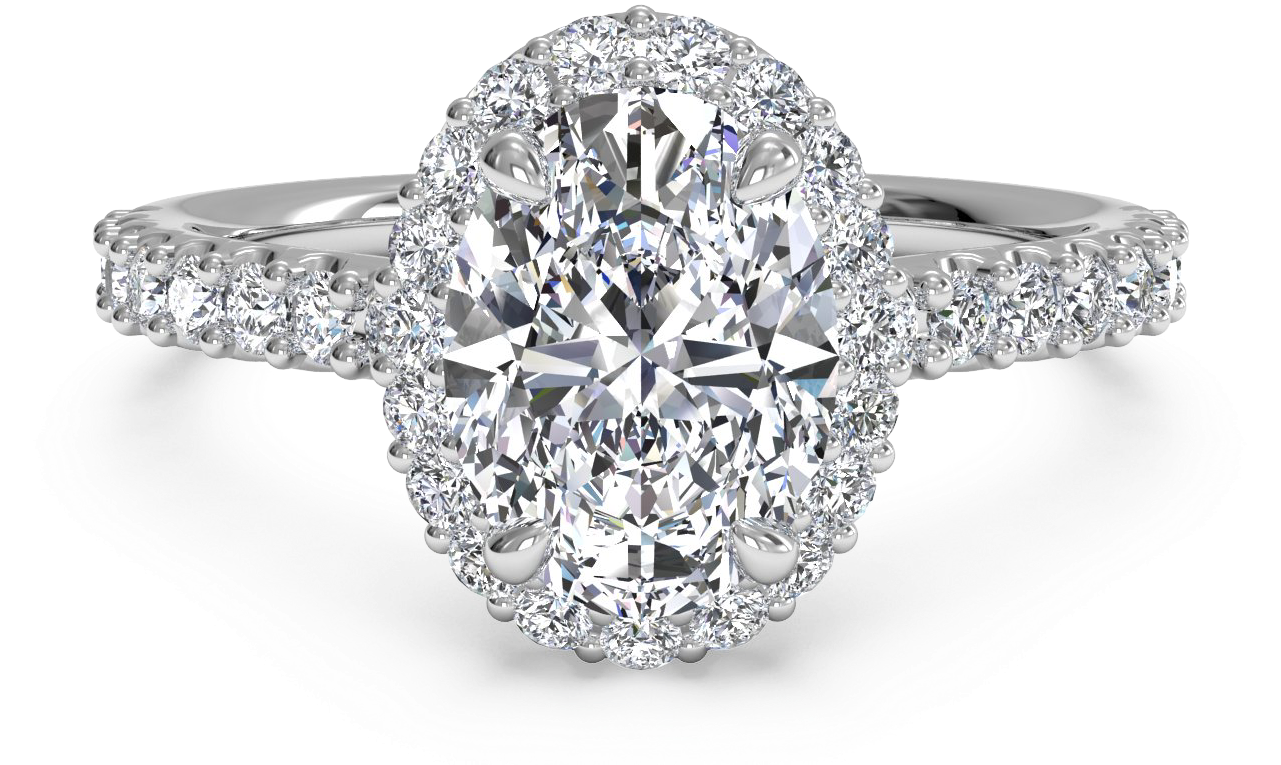 10 Best-selling Ritani Engagement Rings - Yellow Gold Oval Halo Setting (1280x860), Png Download