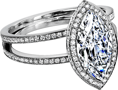 Marquise Diamond Ring Split Shank (600x600), Png Download
