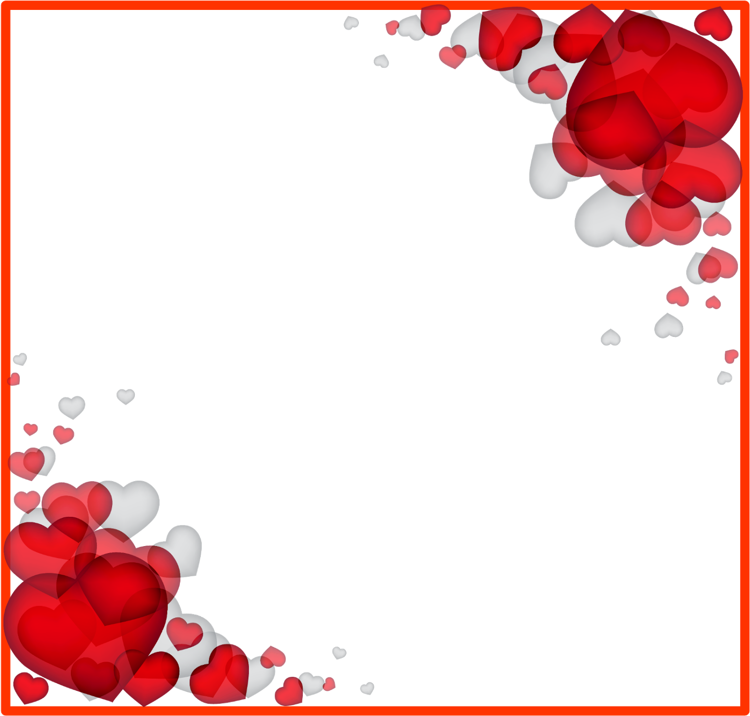 Valentine S Day Heart - Love Border Frame Png (1600x1563), Png Download