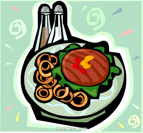 Hamburger And Onion Rings Royalty Free Vector Clip - Healthy Diet (480x447), Png Download