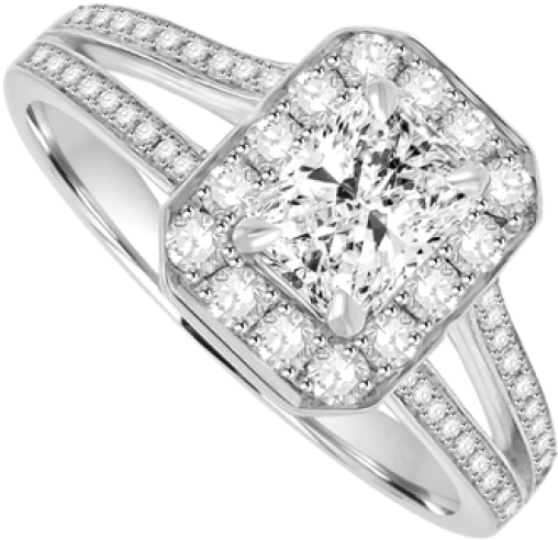 15ct Radiant Classic Style Ring W/two 1.50ct Triangular (650x650), Png Download