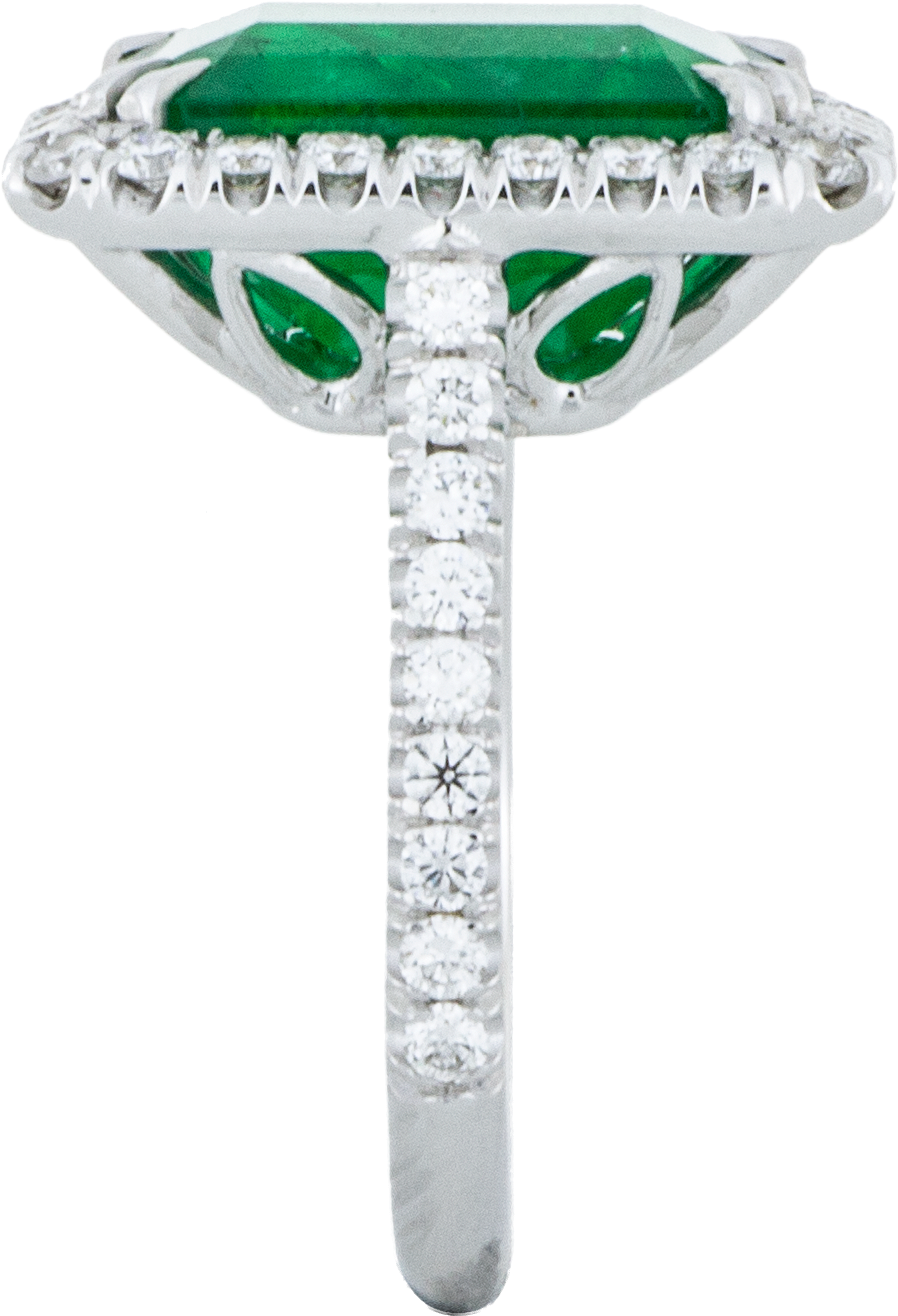 Emerald Diamond Halo Ring White Gold Sbg Los Angeles - Emerald (1800x1800), Png Download