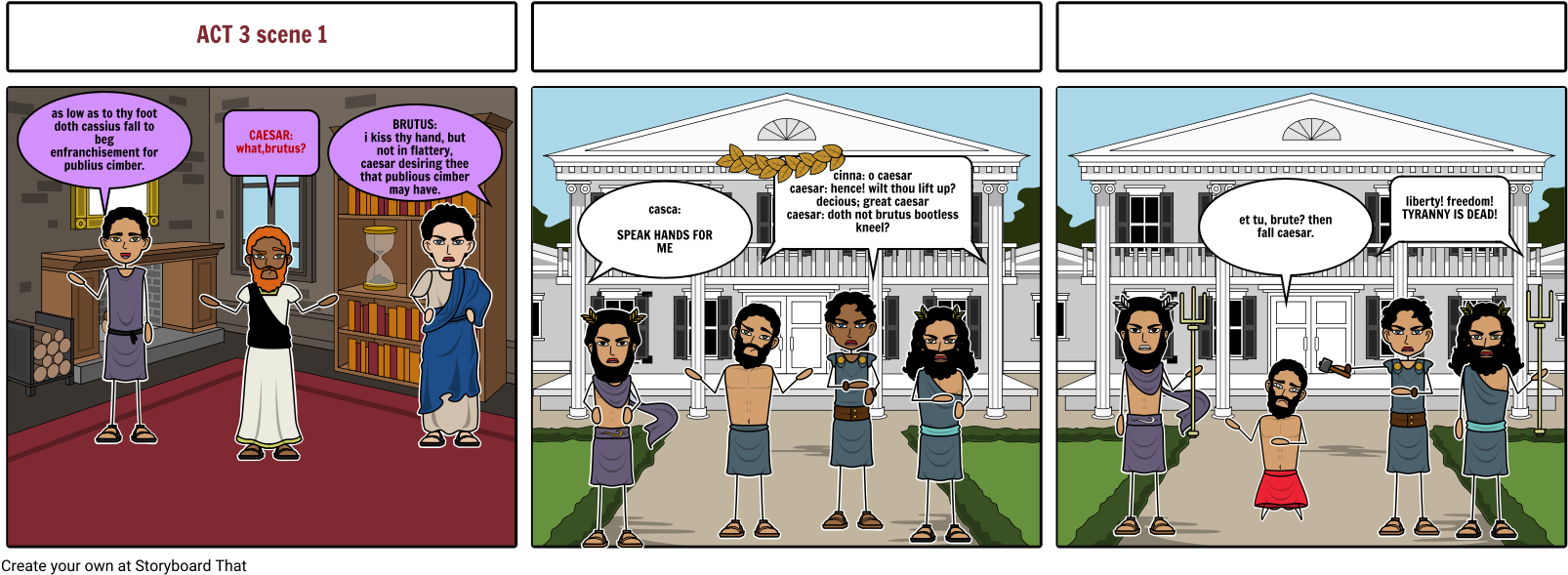 Comic Strip Julius Caesar - Julius Caesar Comic Strip Act 3 (1630x611), Png Download