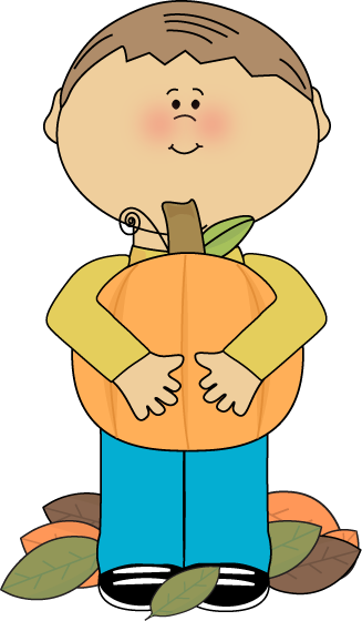 Boy Holding A Pumpkin - Clip Art (327x560), Png Download