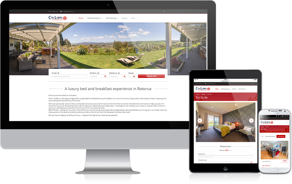 City Lights Boutique Lodge - Responsive Web Design (1208x670), Png Download