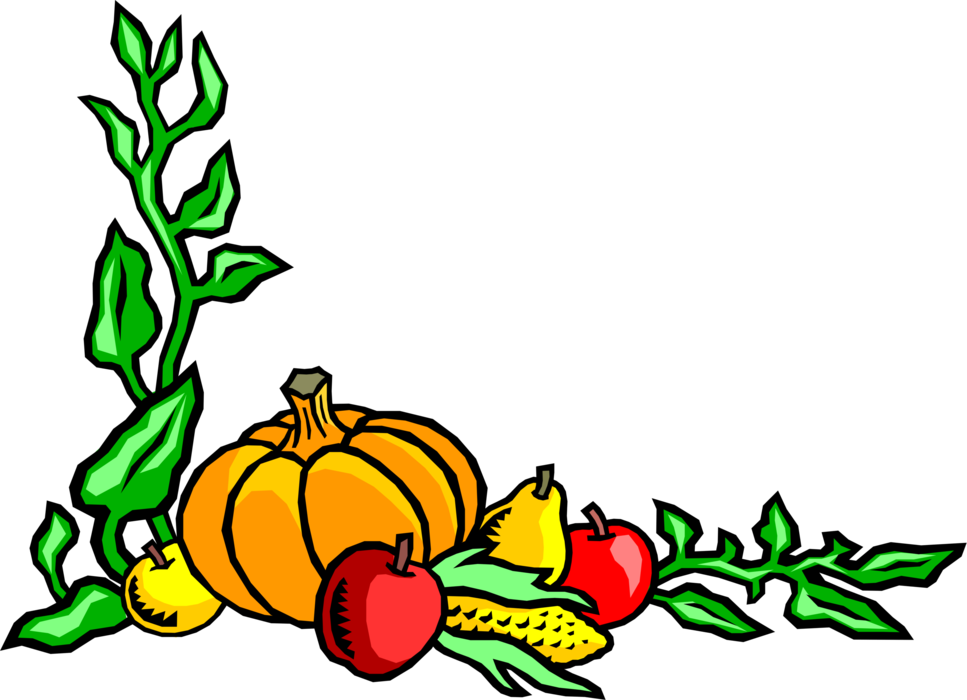 Harvest Corn Apples Vector - Thank You For The Harvest (967x700), Png Download