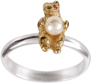 Amulette 9ct Gold Plated Dancing Bear Ring - Dyrberg/kern (350x350), Png Download