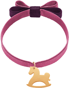 Bracelet With A Gold Plated Rocking Horse On A Grape - Cheval À Bascule Cristal (395x395), Png Download