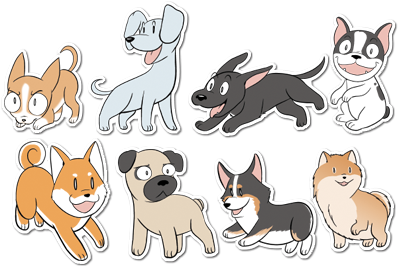 8 20happy 20dogs Original - Dog Stickers (400x459), Png Download