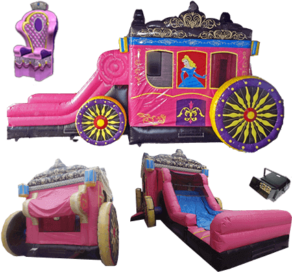 Princess Carriage 5 In 1 Combo Unit Rental - Xtreme Jumpers And Slides, Inc. - Zephyrhills Office (490x428), Png Download