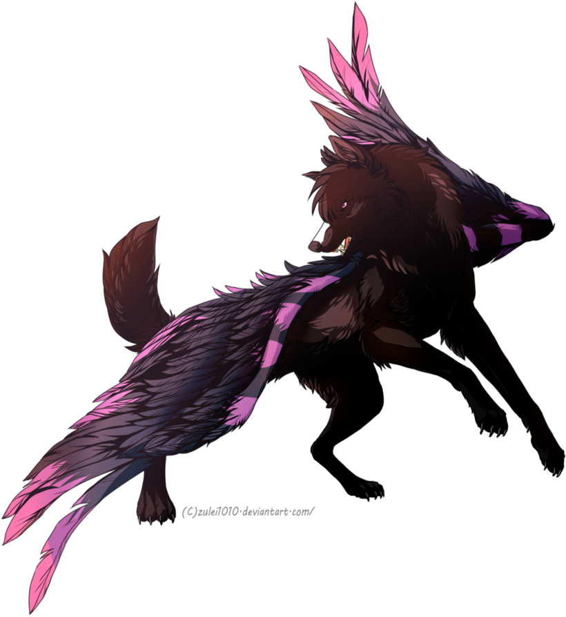 Pcm Witacha On Deviantart Animal Art Png Demon Wings - Black And Purple Winged Wolf (874x913), Png Download