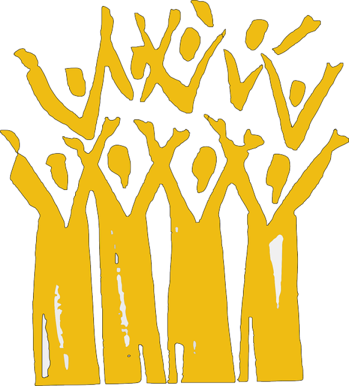 The Adult Choir Leads And Enhances The Assembly's Singing - Gospel Singing Clip Art (696x768), Png Download