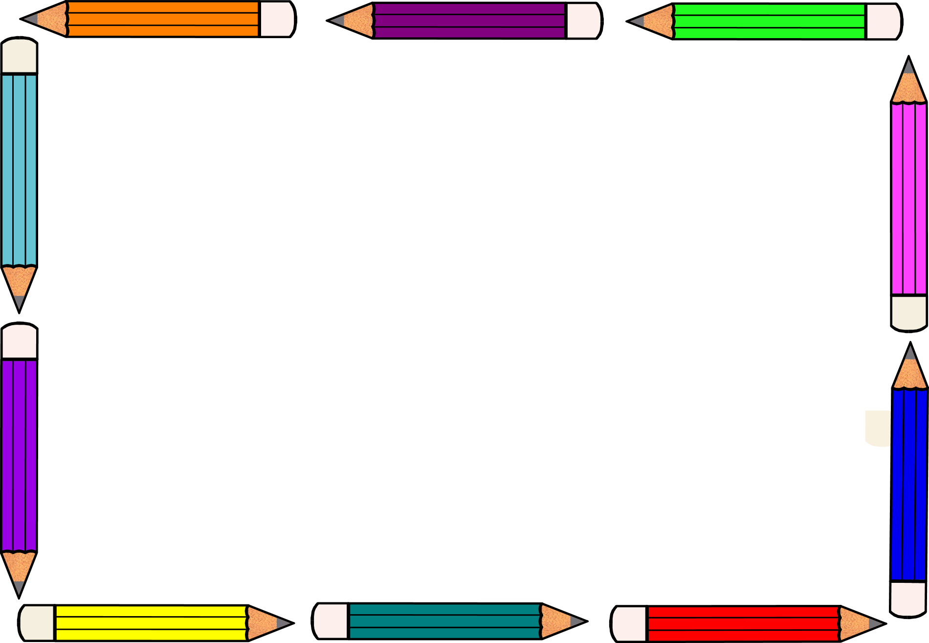 Handwriting Border Clipart - Borders Pencils (1900x1315), Png Download