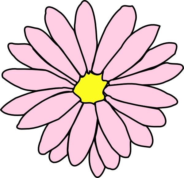 Pink Daisy Flower 3 Clip Art - Single Flower Coloring Flower (600x580), Png Download