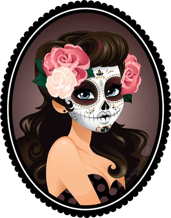 Png Image Day - Pin Up Sugar Skull (600x763), Png Download