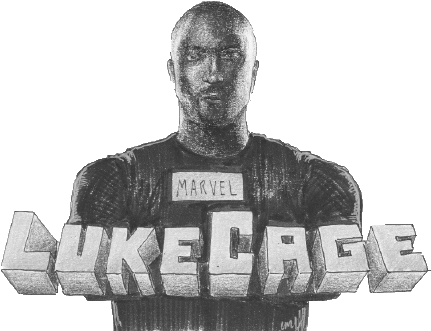 Lukecage Copy - Monochrome (514x340), Png Download