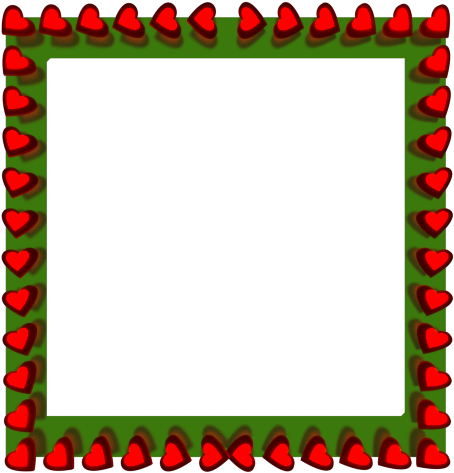 Red Love Hearts Reflection On Square Green Border - Clip Art (480x480), Png Download