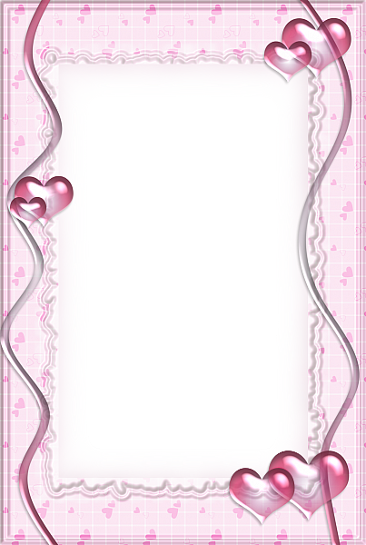 Pink Transparent Frame With Hearts Picture Borders, - Pink Frame Images Transparent (403x600), Png Download