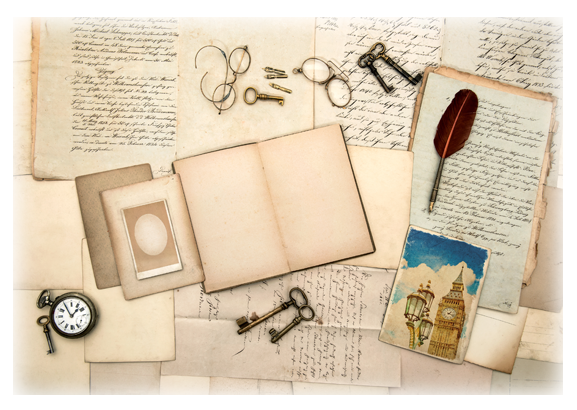 Old-books1 - Letters And Post Cards Background (577x410), Png Download