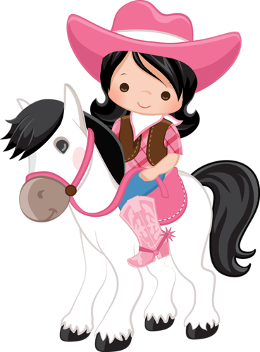 Cowboy E Cowgirl Clip Art, Cowgirl Party, Cowboy Birthday, - Cowgirl And Horse Clipart (369x500), Png Download