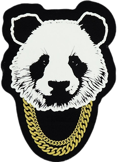 Png Black And White Poo Panda Rap Music Gold Blackandwhite - Panda With Gold Chain (462x638), Png Download