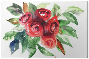 Beautiful Roses Flowers, Watercolor Painting Canvas - Square Floral Printed Cushion Cover Chezmax Linen Throw (400x400), Png Download