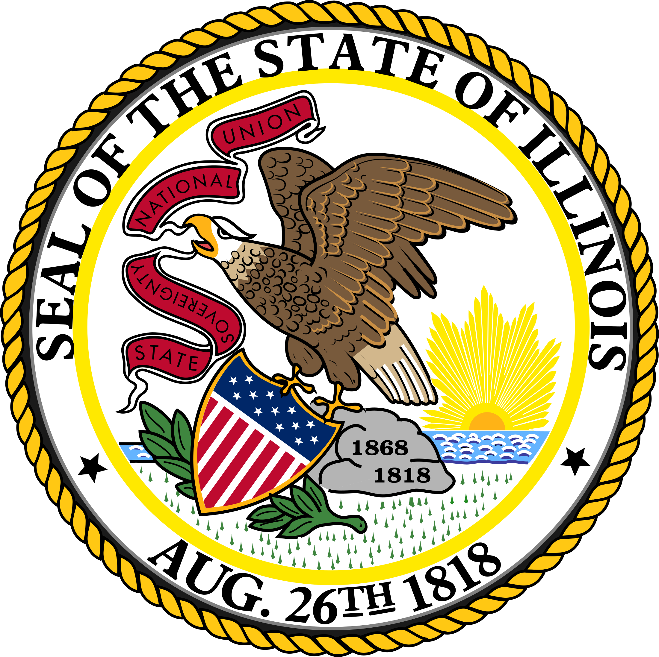 Illinoisans Head To Polls For Presidential, Senate - Illinois State Seal Png (1000x995), Png Download