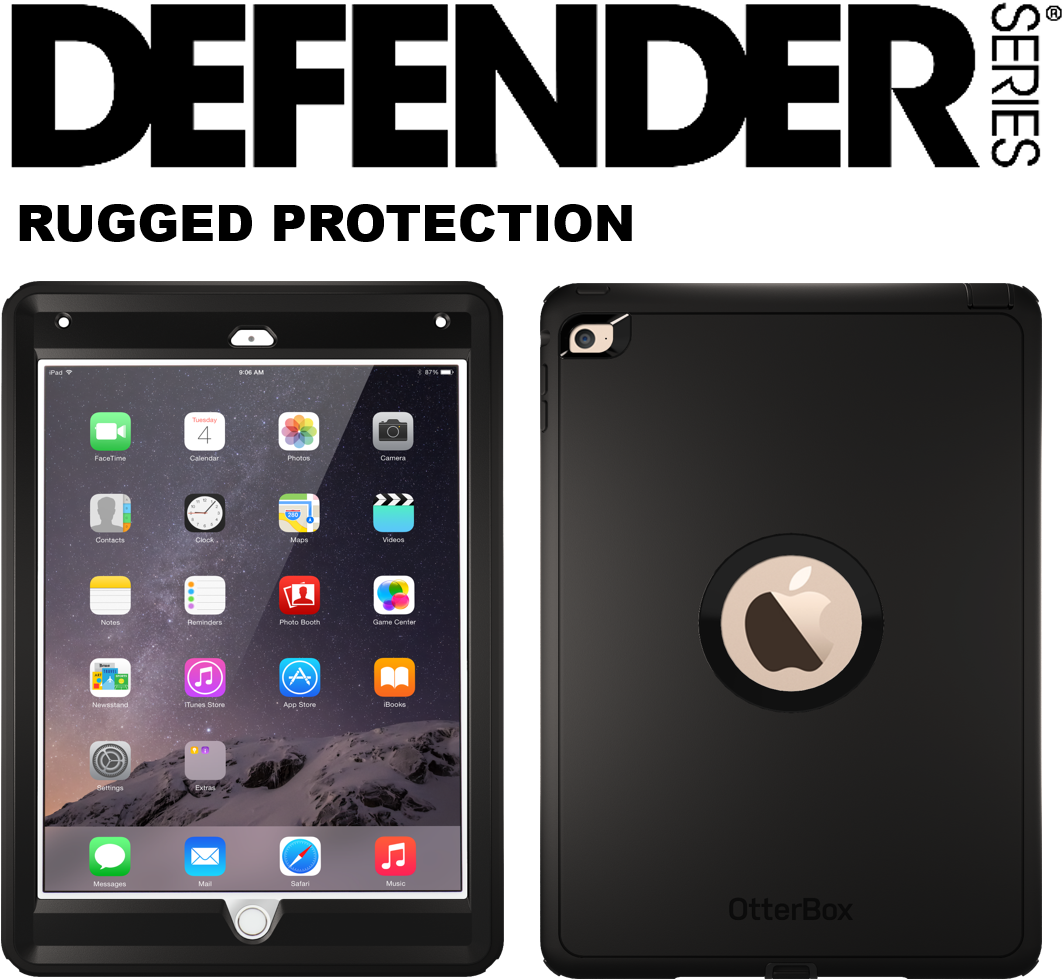 From The Manufacturer - Apple Ipad Air 2 Otterbox Defender Case - Black (1189x1030), Png Download