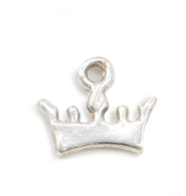 Silver Petite Crown Charm - Silver (600x600), Png Download
