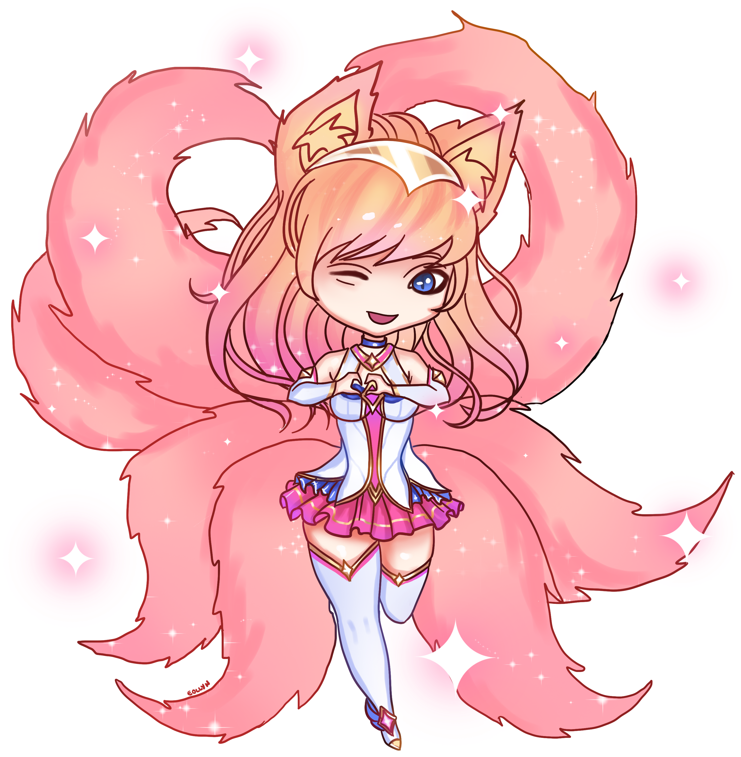 Chibi Star Guardian Ahri - Star Guardian Ahri Chibi (3000x3286), Png Download