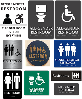 Examples Of Gender-neutral Bathroom Signs - Restroom Sign (332x400), Png Download
