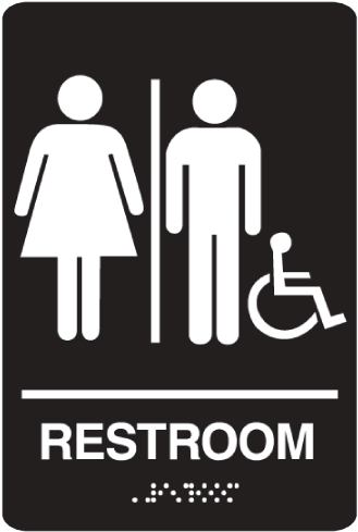 Handicap Accessible Unisex Bathroom Braille Sign - Restroom Signs (500x500), Png Download