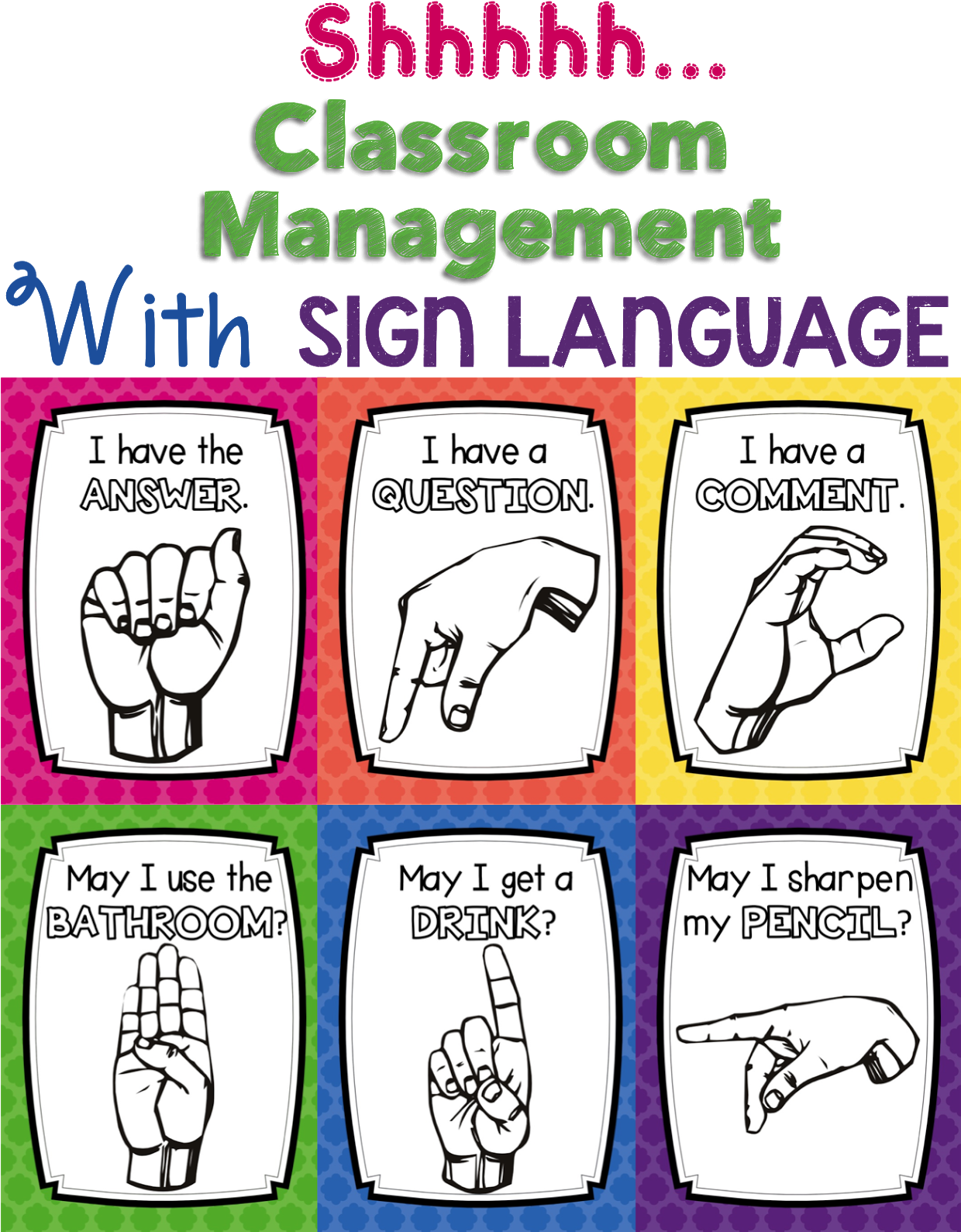 Sign For Bathroom In Sign Language - Sign Language For Classroom Management (1265x1600), Png Download