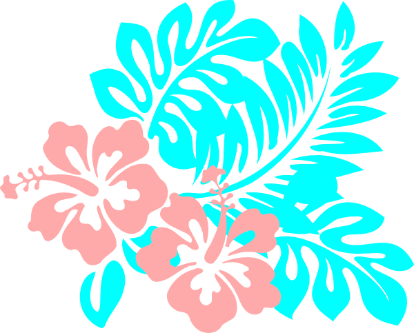 Aqua Hibiscus Flower Use Like Base64 Msr-7 - Hibiscus Clip Art (600x483), Png Download