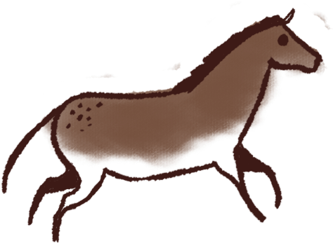 Cave Horse - Drawing (500x362), Png Download