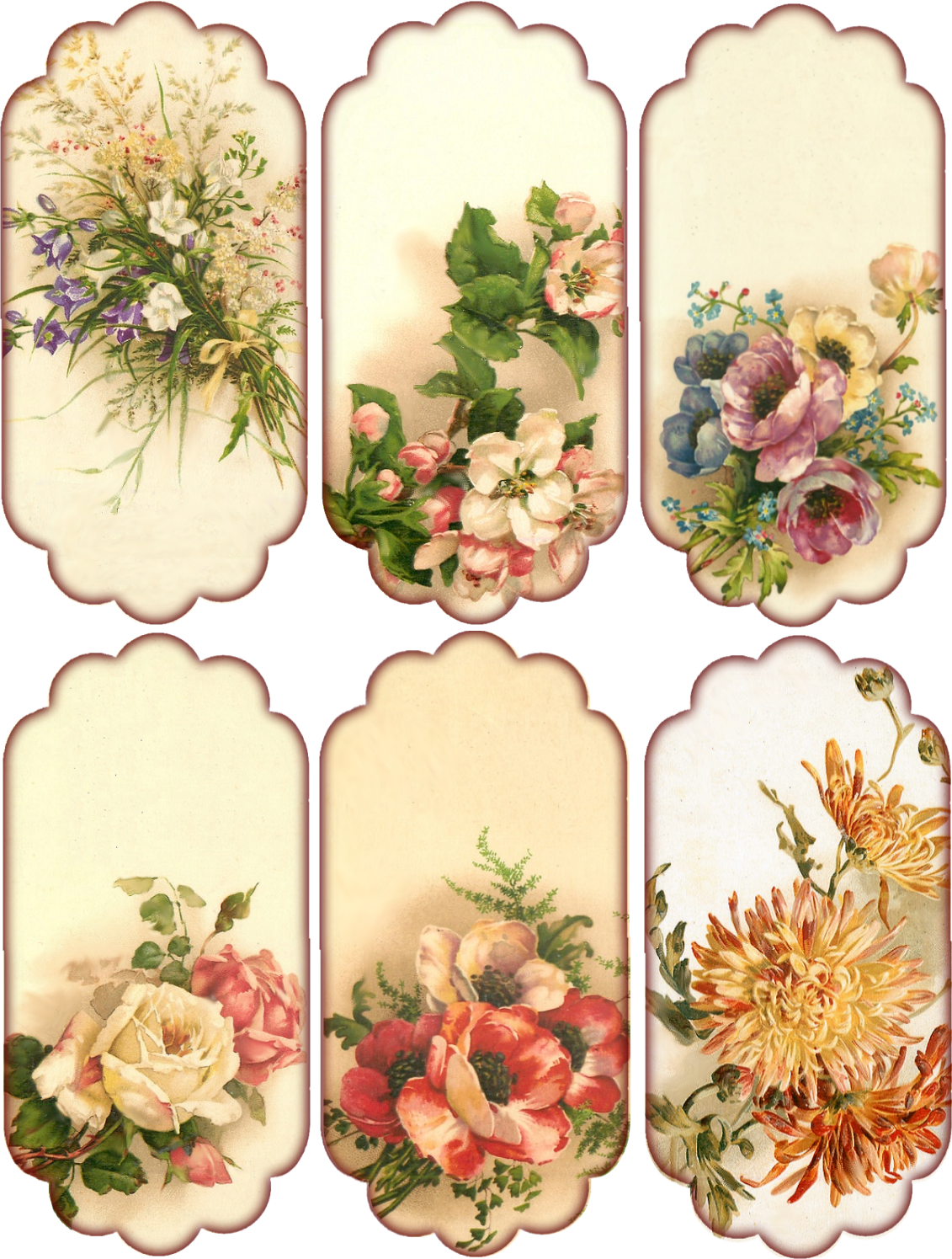 Free Vintage Christmas Tag - Tags Florales (1131x1495), Png Download