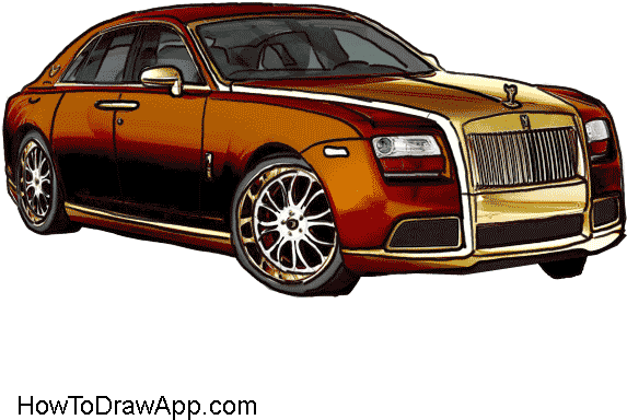 How To Draw A Rolls Royce Step By Step - Rolls Royce Car Drawing (600x600), Png Download