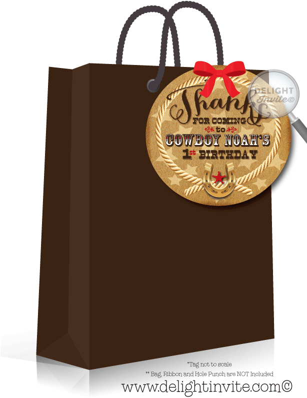 Vintage Western Cowboy Birthday Favor Tag - 40th Birthday Black Thank You Tag (613x822), Png Download