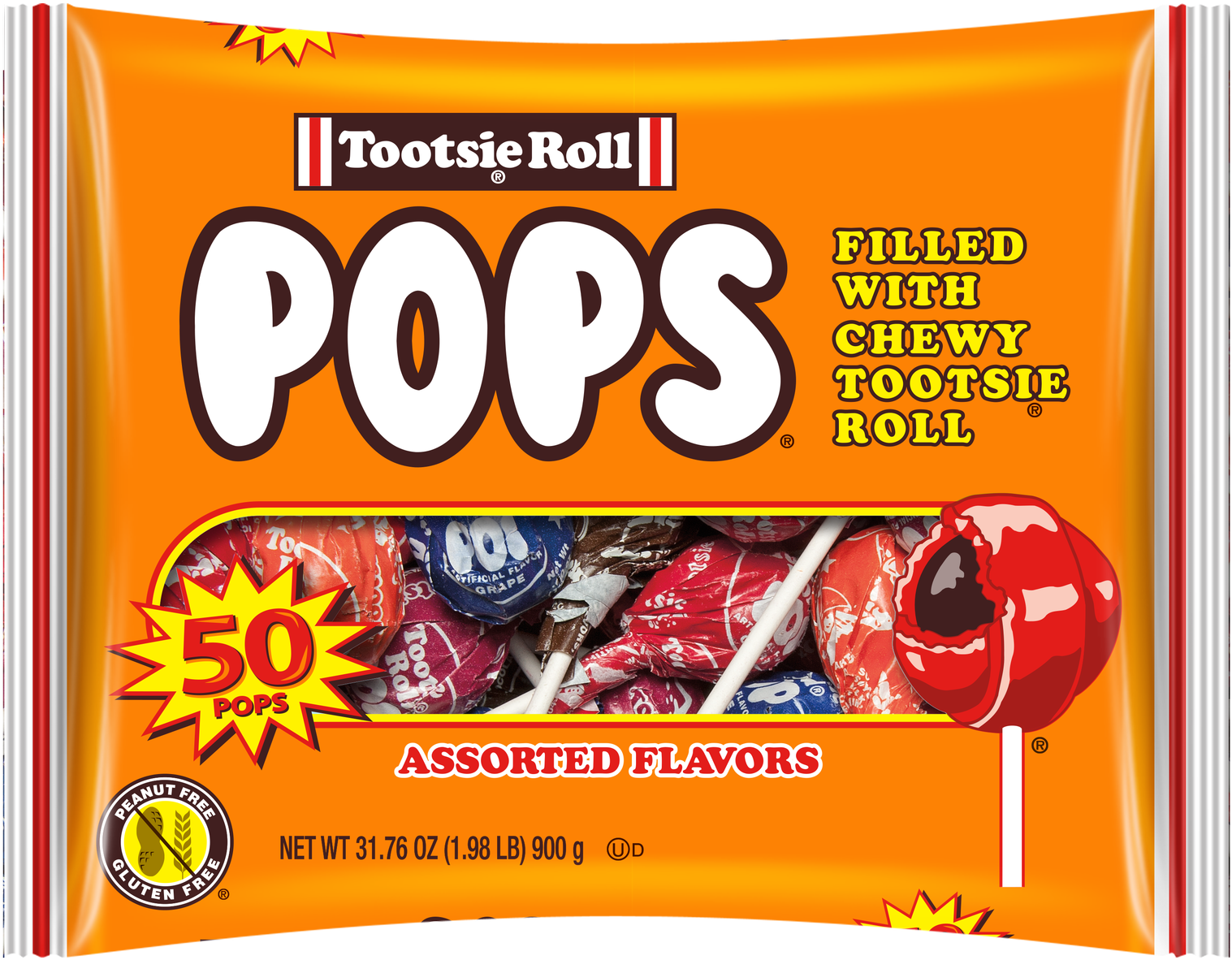 Tootsie Pops Assorted Flavors Candy, 32 Oz, 50 Ct - Tootsie Roll Pops, Assorted Flavors - 8.4 Oz (1536x1536), Png Download